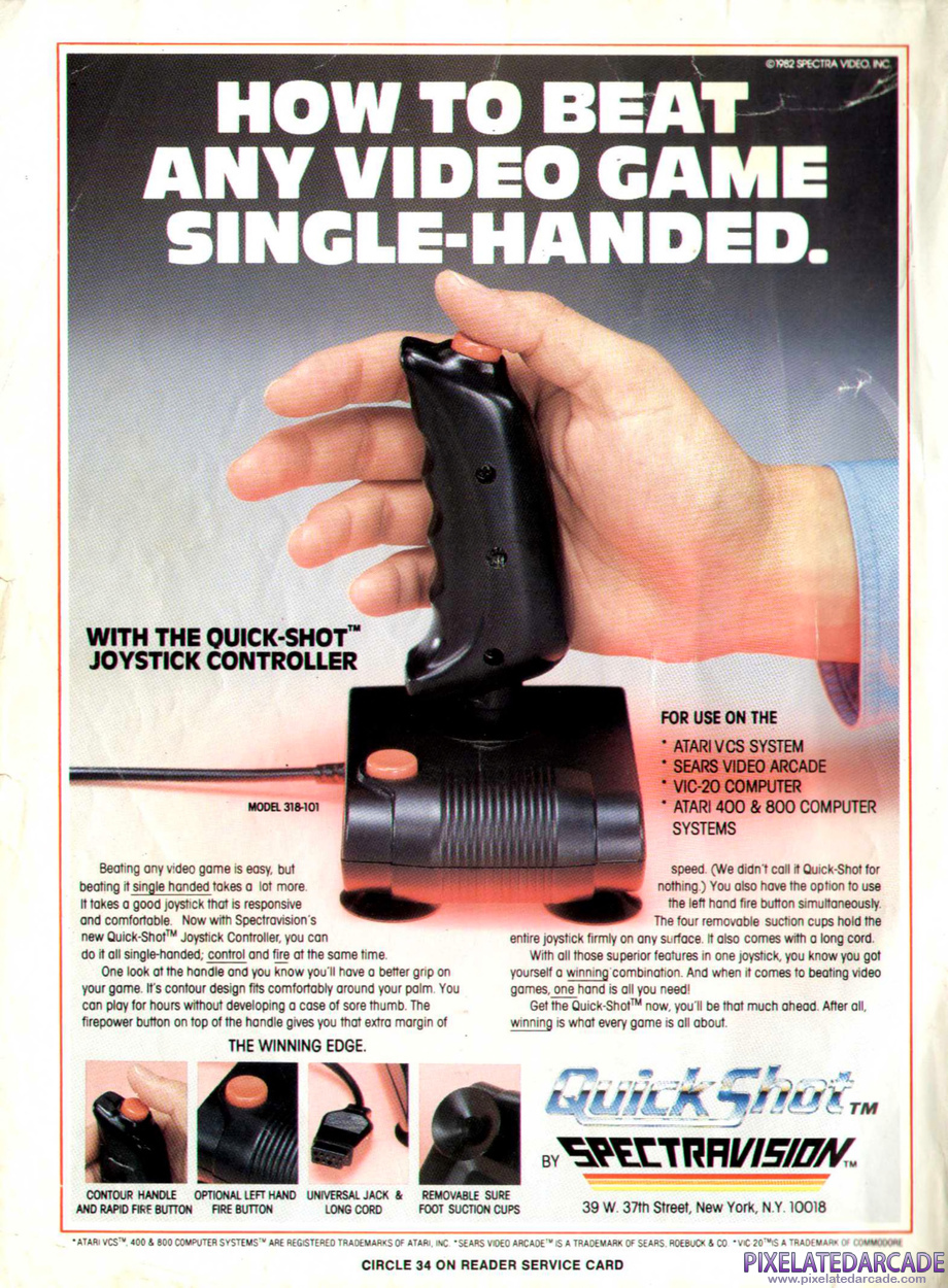 QuickShot Joystick Controller Advertisement: Spring 1983 magazine ad