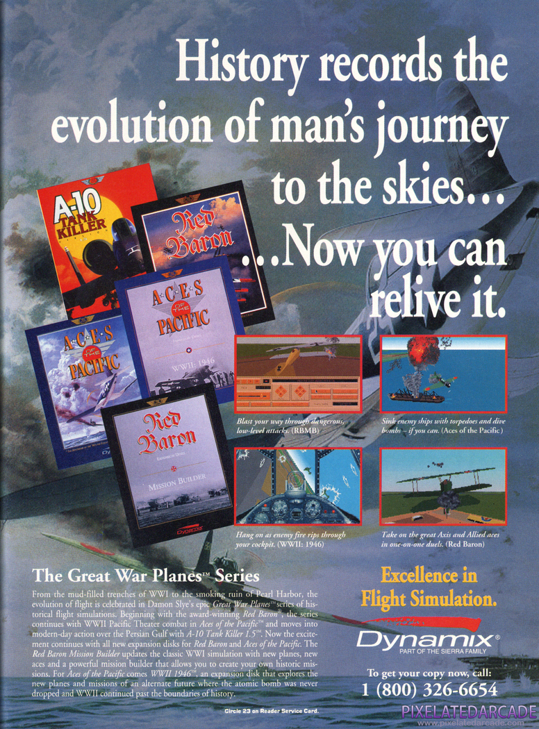 Dynamix Historical Flight Simulations Advertisement: December 1992 magazine ad