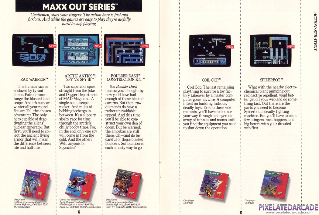 Epyx Maxx Out! Series Advertisement: Epyx product catalog