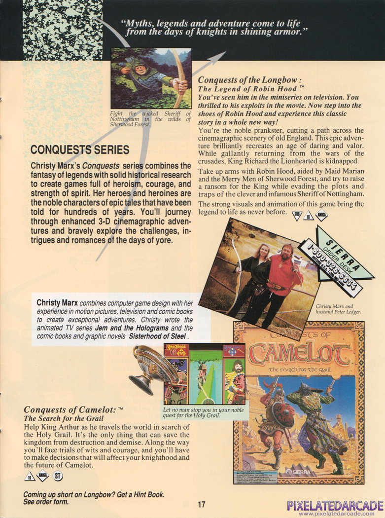 Sierra Conquests Series Advertisement: Sierra 1991 product catalog