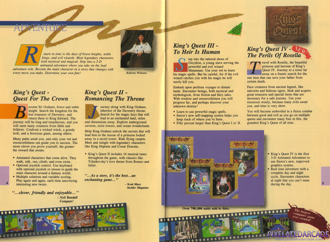 King's Quest Series Advertisement: King's Quest series in the Sierra Fall 1988 product catalog