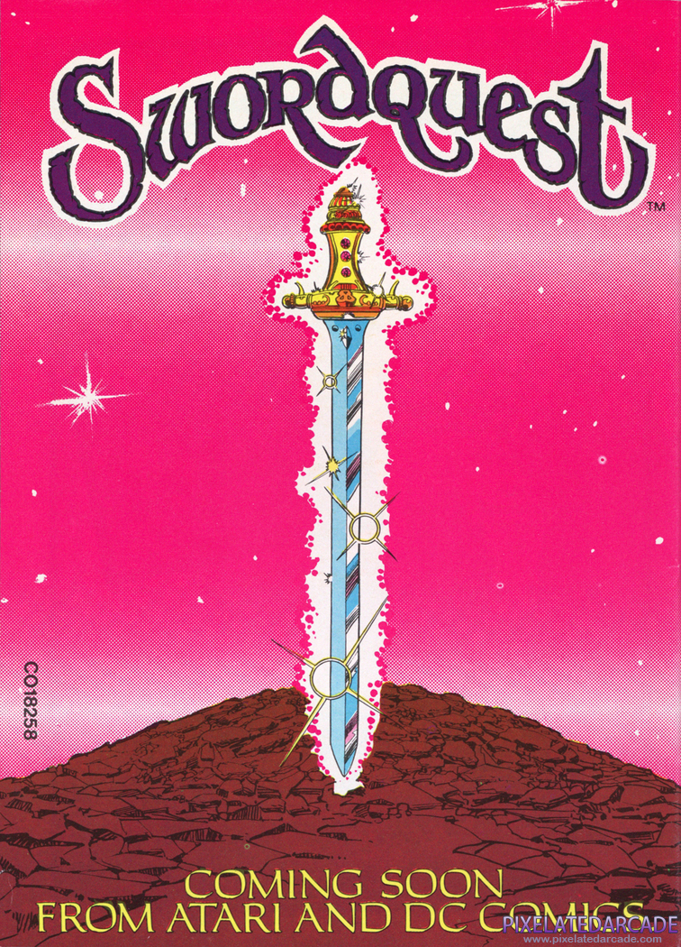 Swordquest Series Advertisement: Swordquest on the back of the Atari Force comic book