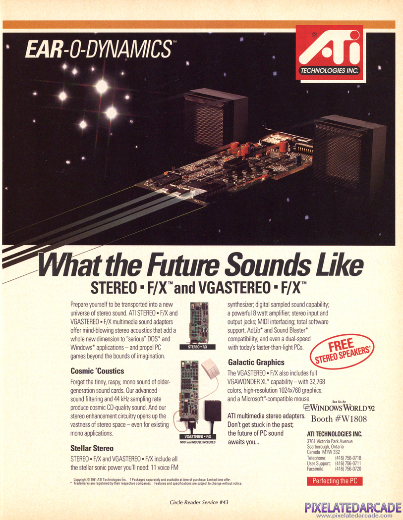 ATI Stereo F/X Advertisement: June 1992 magazine ad