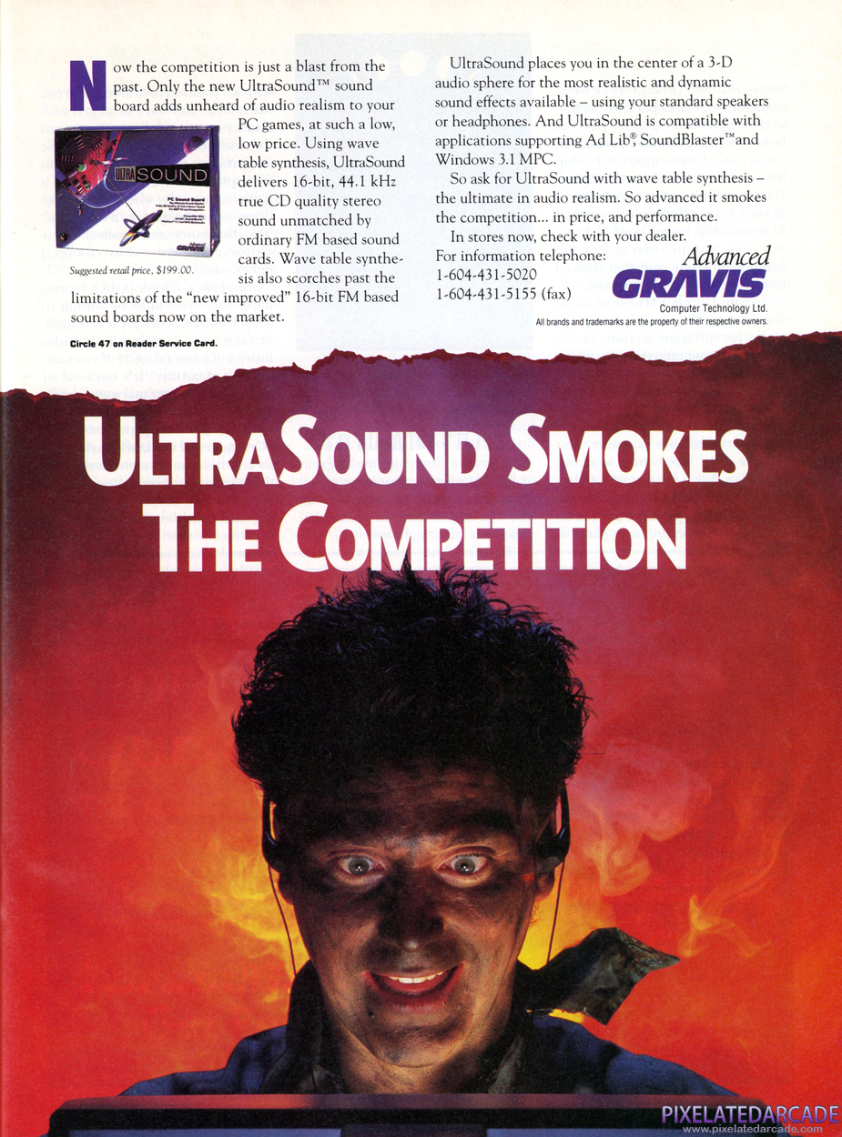 Gravis Ultrasound / ACE Advertisement: June 1993 magazine ad