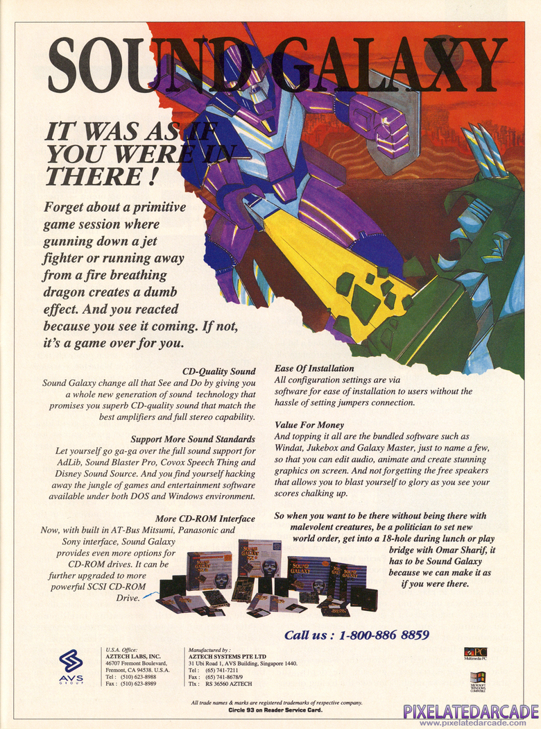 Sound Galaxy NX Pro 16 Advertisement: April 1993 magazine ad