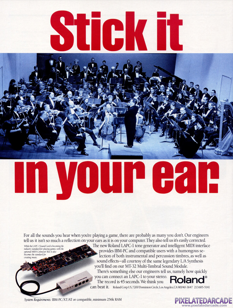 Roland MT-32/LAPC-I Advertisement: December 1989 magazine ad