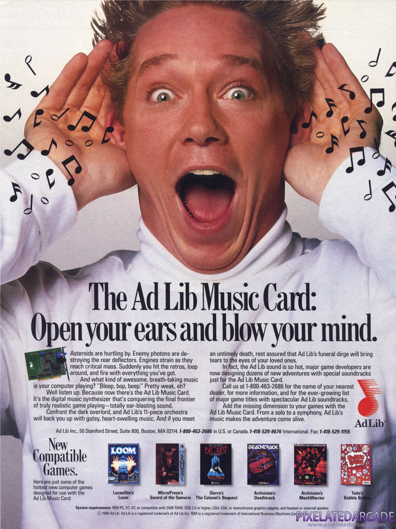 AdLib Music Synthesizer Advertisement: Advertisement in June, 1990 Computer Gaming World magazine