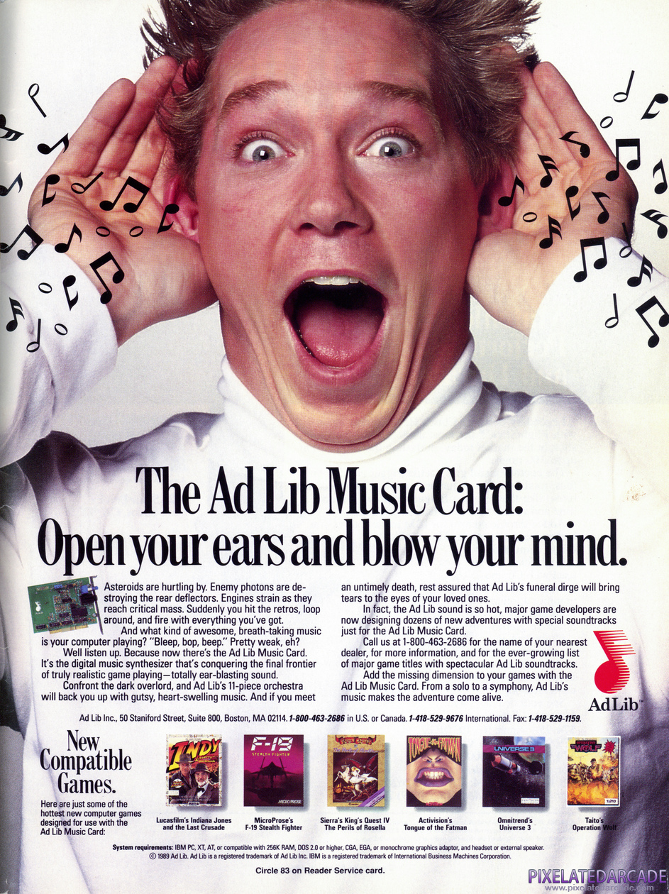 AdLib Music Synthesizer Advertisement: December 1989 magazine ad