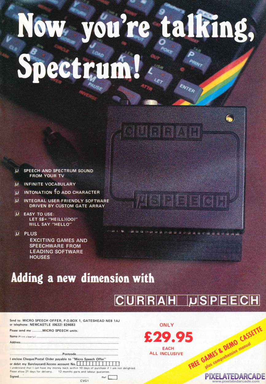 Currah Microspeech Advertisement: November 1983 magazine ad