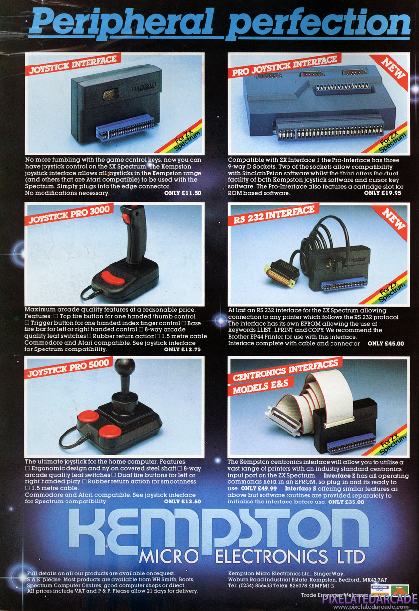 Kempston Joystick Advertisement: Kempston November 1984 magazine ad