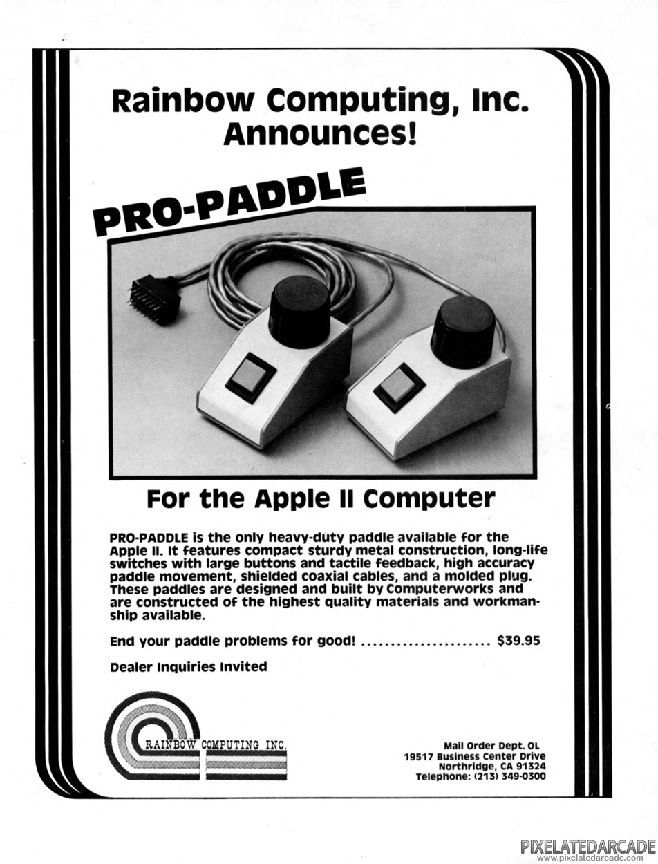 Paddles Advertisement: Rainbow Computing Pro Paddles September 1981 magazine ad