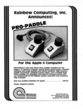 Rainbow Computing Pro Paddles September 1981 magazine ad