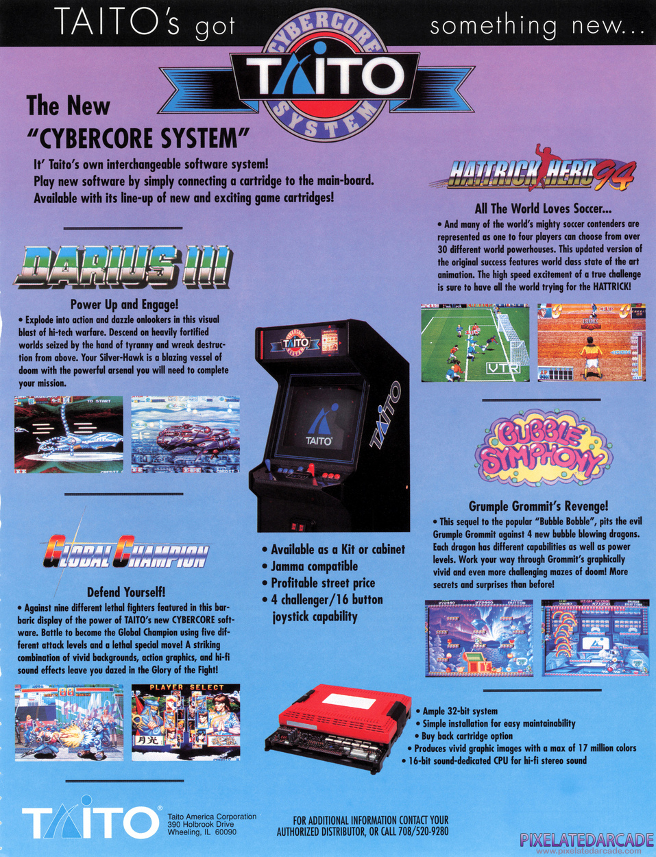 Taito F3 System Advertisement: Taito Cybercore System - November 1994 magazine ad