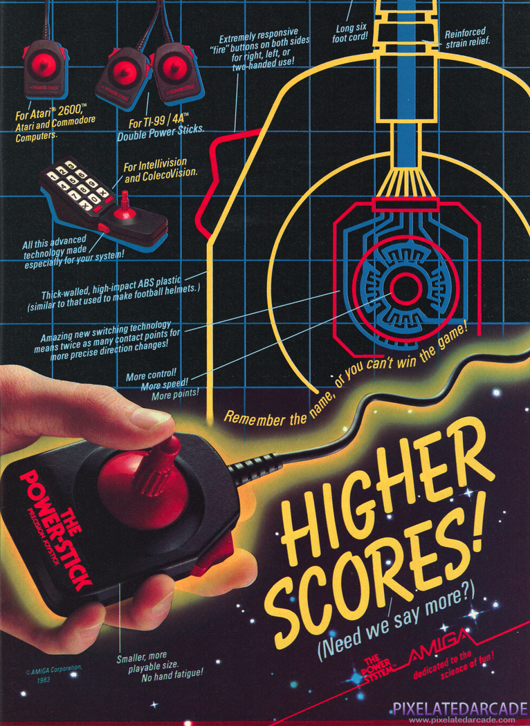 Joystick Advertisement: Amiga Corporation Power-Stick - 1983 magazine ad
