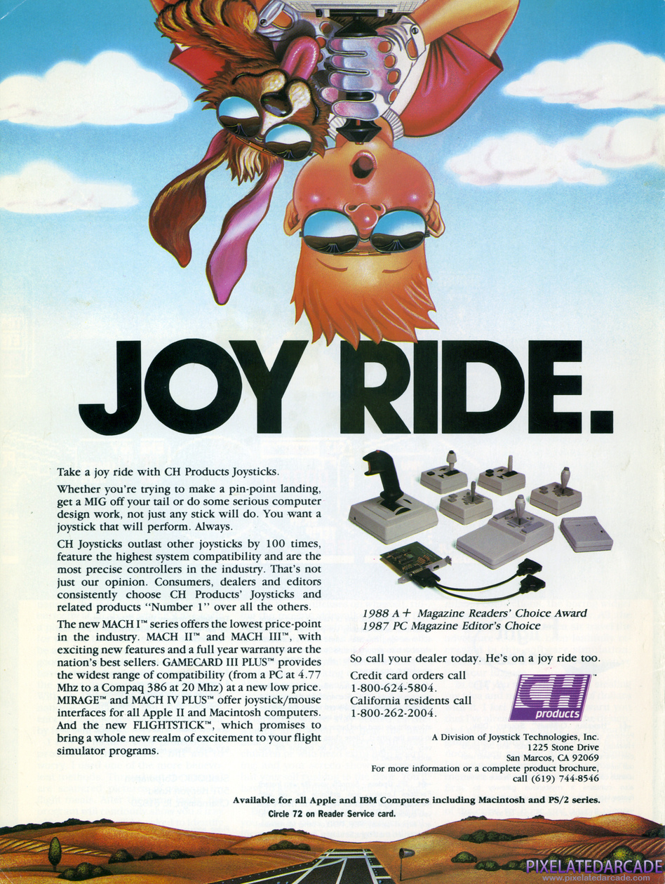 Joystick Advertisement: CH Products Summer 1989 magazine ad