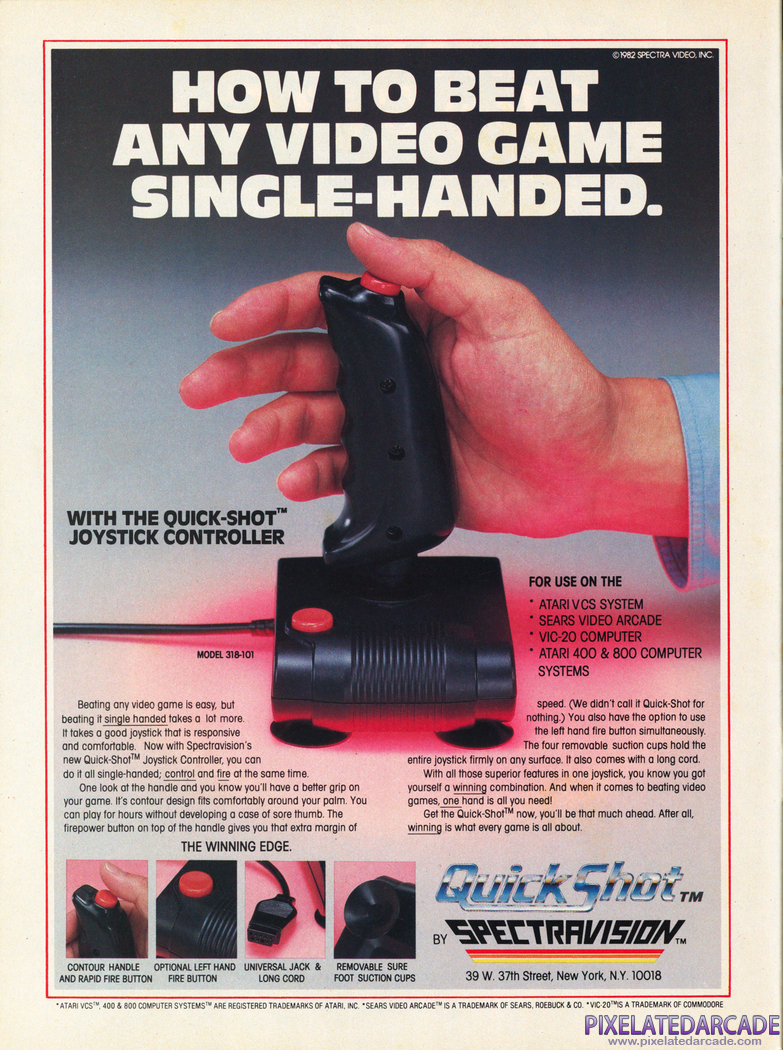 Joystick Advertisement: Spectravision QuickShot joystick - December 1982 magazine ad