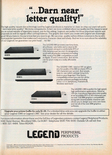 Legend Peripheral Products Printer 1985 magazine ad