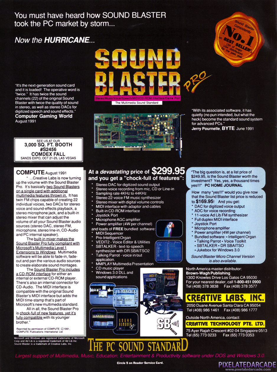 Sound Blaster Pro Advertisement: October 1991 magazine ad