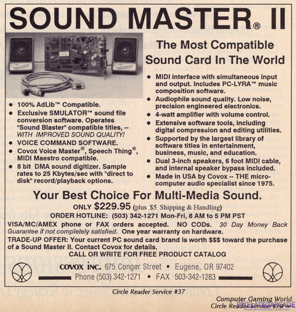 Covox Sound Master II Advertisement: June 1992 magazine ad