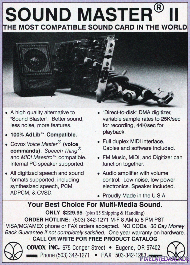 Covox Sound Master II Advertisement: November 1991 magazine ad