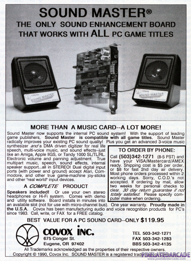 Covox Sound Master Advertisement: December 1990 magazine ad