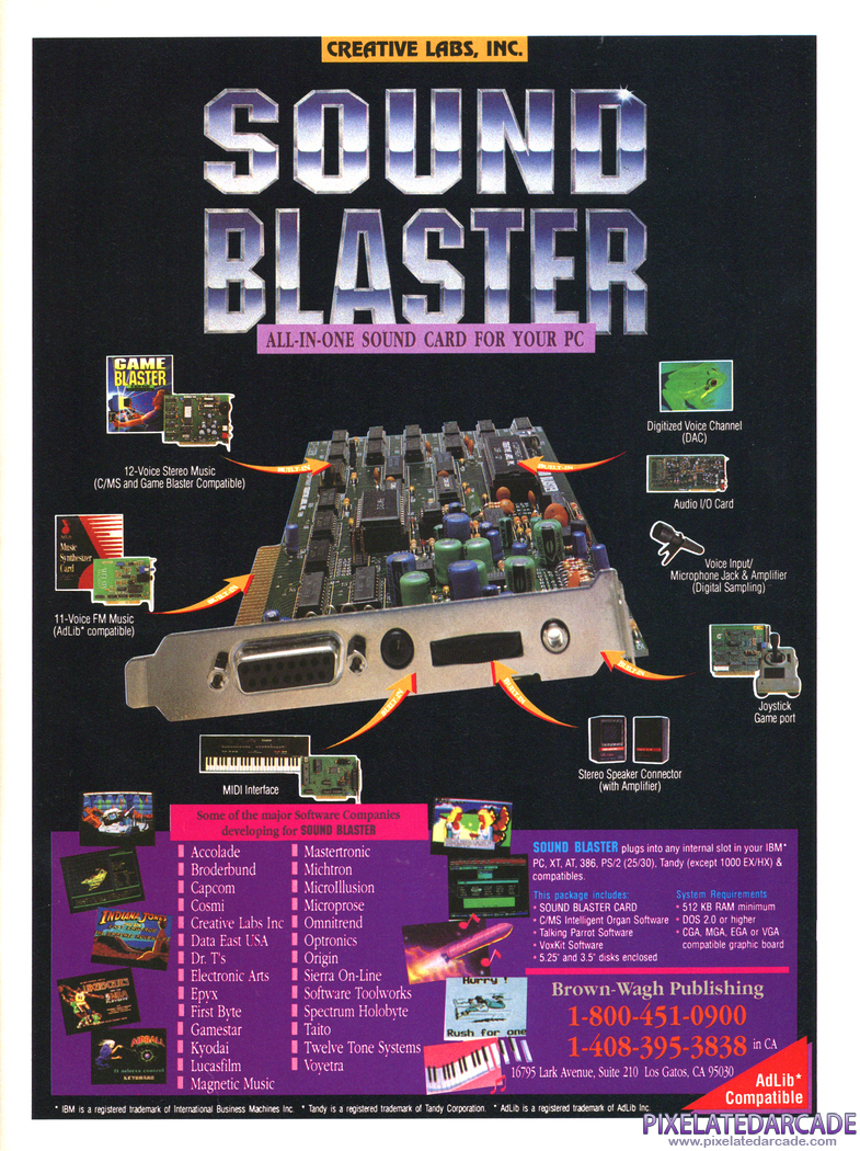 Sound Blaster Advertisement: April 1990 magazine ad