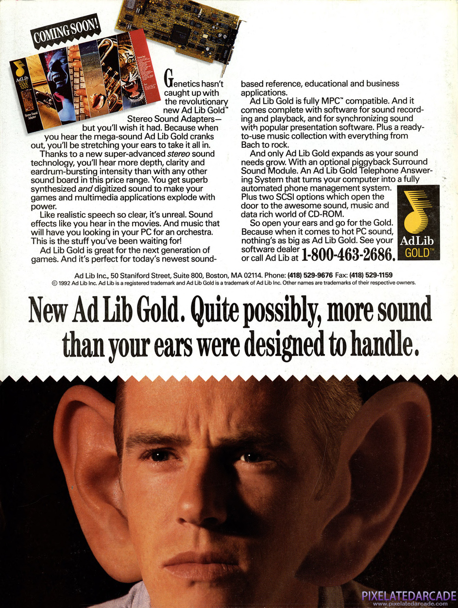 AdLib Gold Advertisement: March 1992 magazine ad