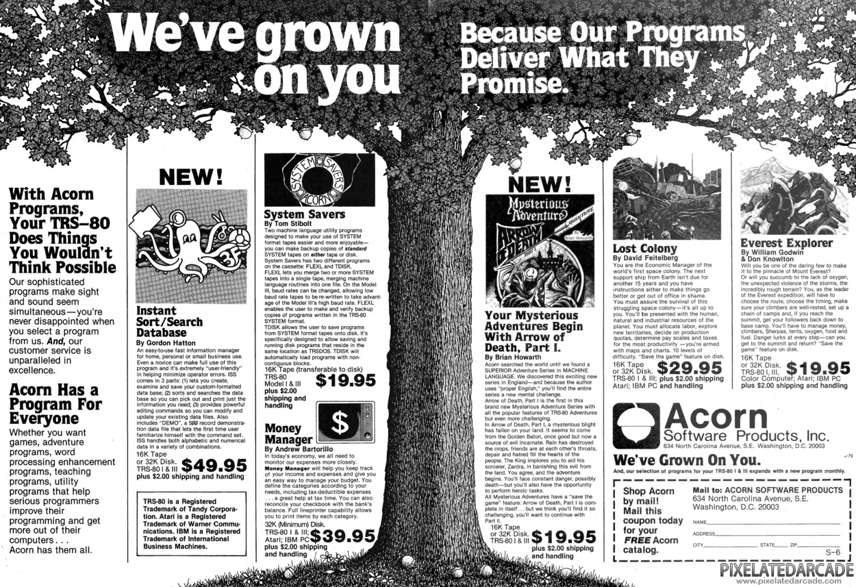 Arrow of Death: Part I Advertisement: Acorn Software Products, Inc. June 1982 magazine ad