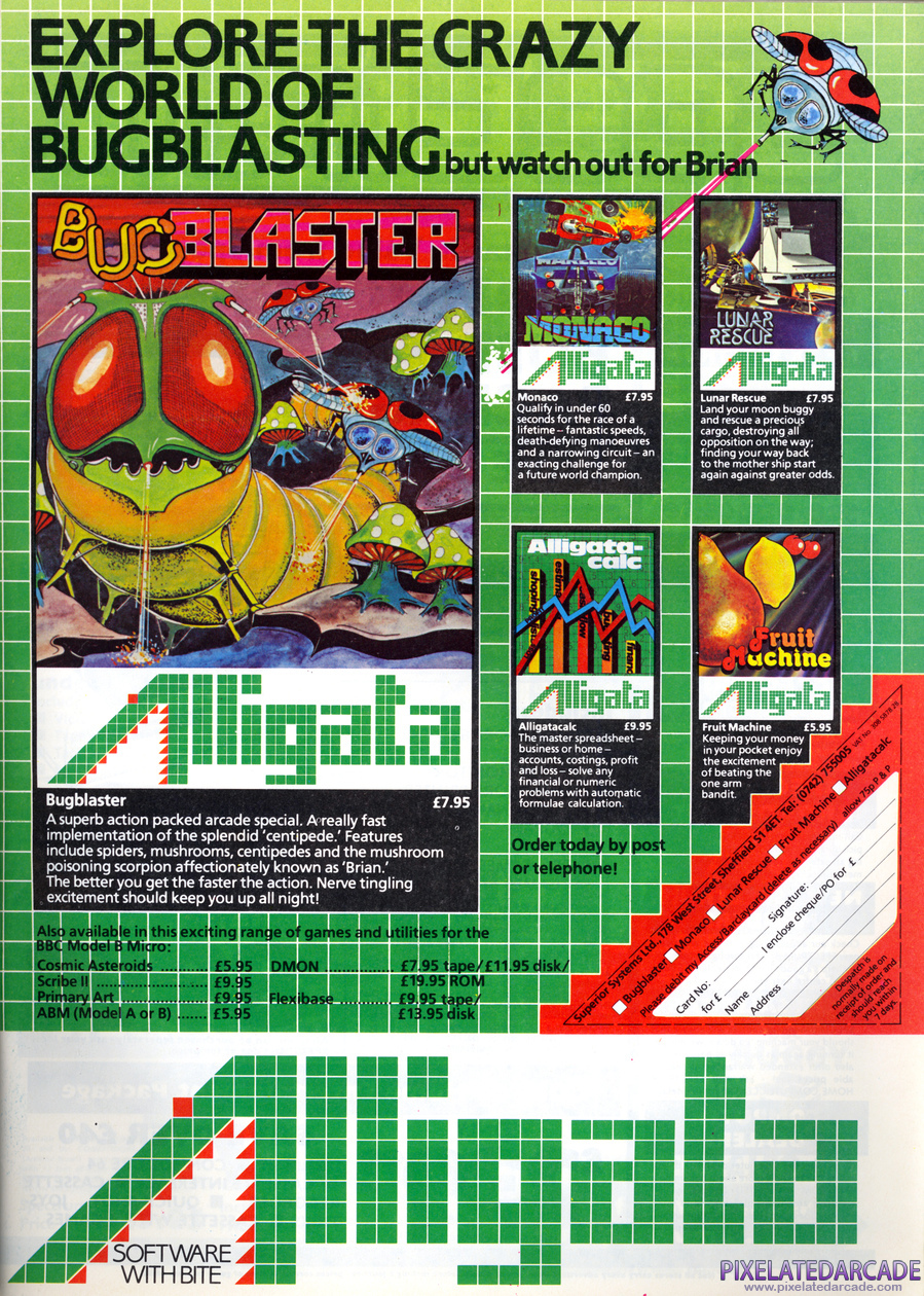 Alligata Software Ltd. Advertisement: Alligata December 1983 magazine ad