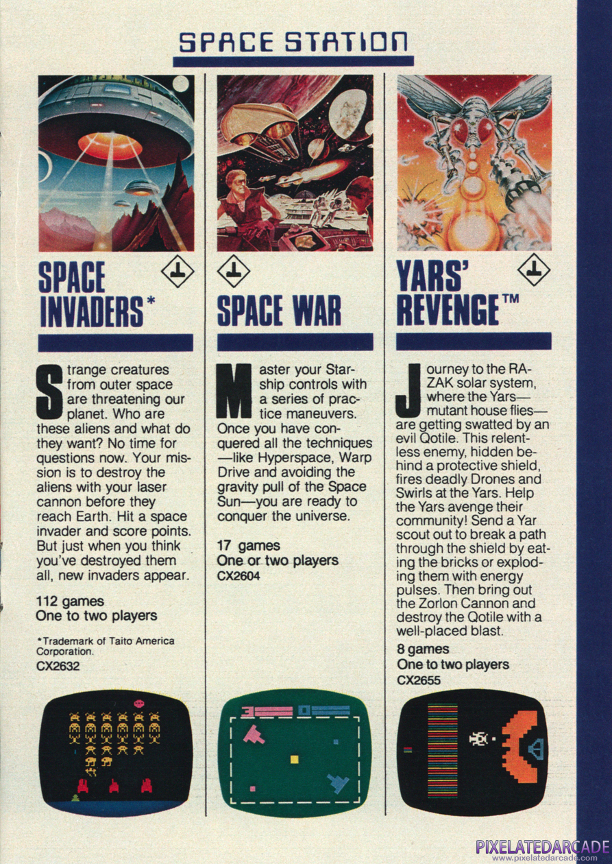 Space War Advertisement: Atari, Inc. 1982 product catalog