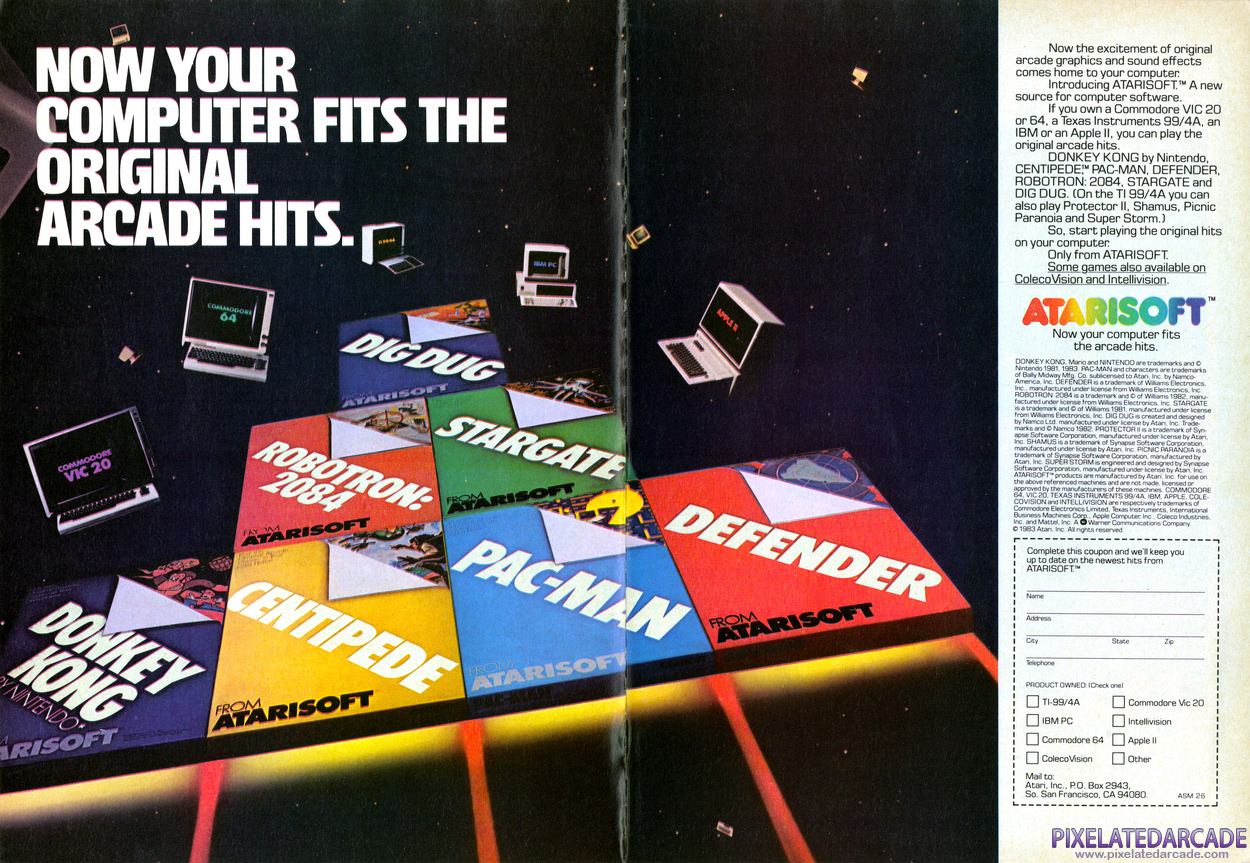 Defender Advertisement: Atarisoft December 1983 magazine ad
