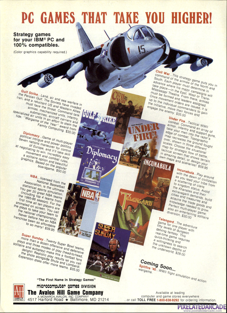 Gulf Strike Advertisement: Avalon Hill March 1988 magazine ad