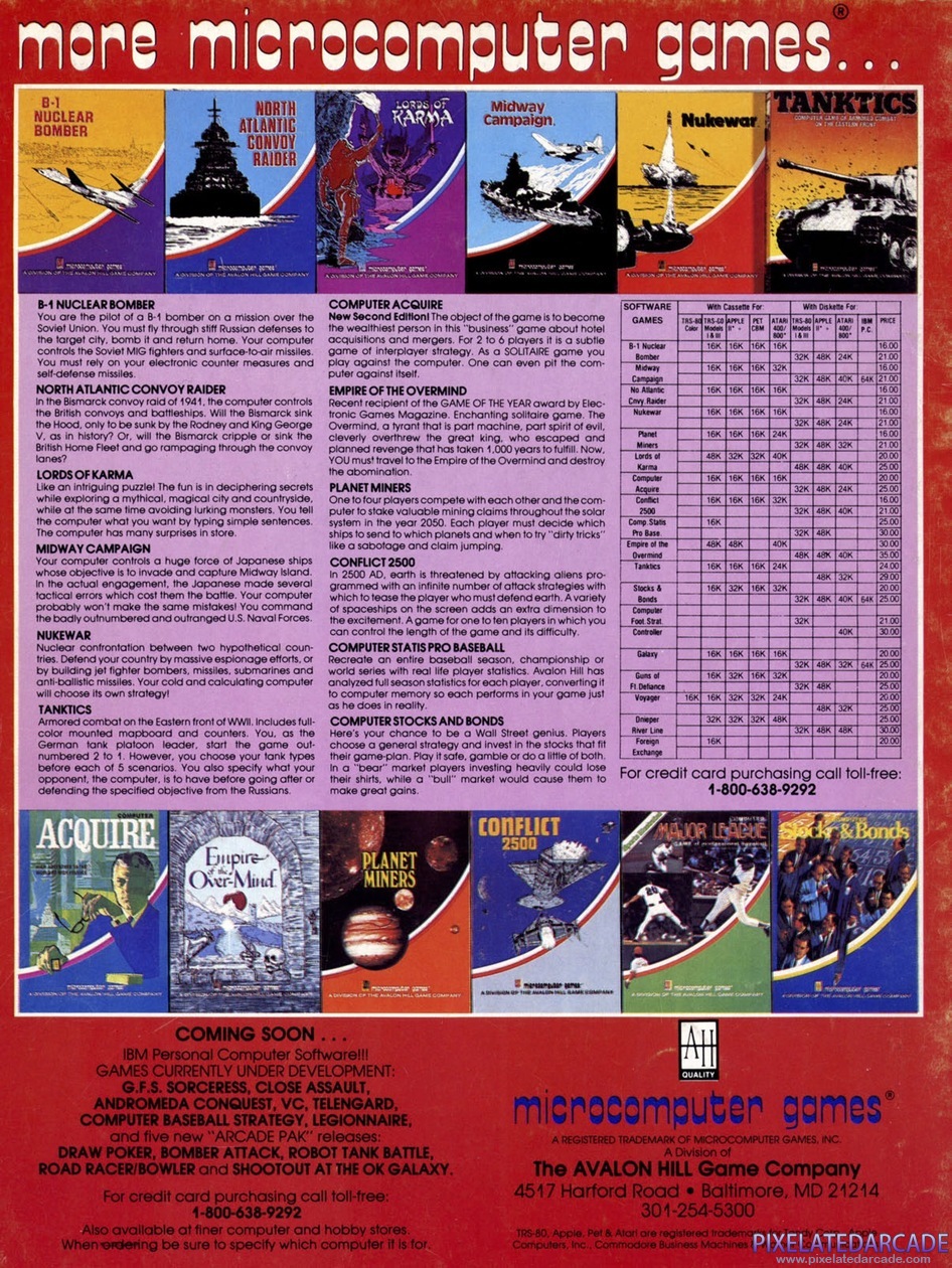  Advertisement: Avalon Hill March 1982 magazine ad