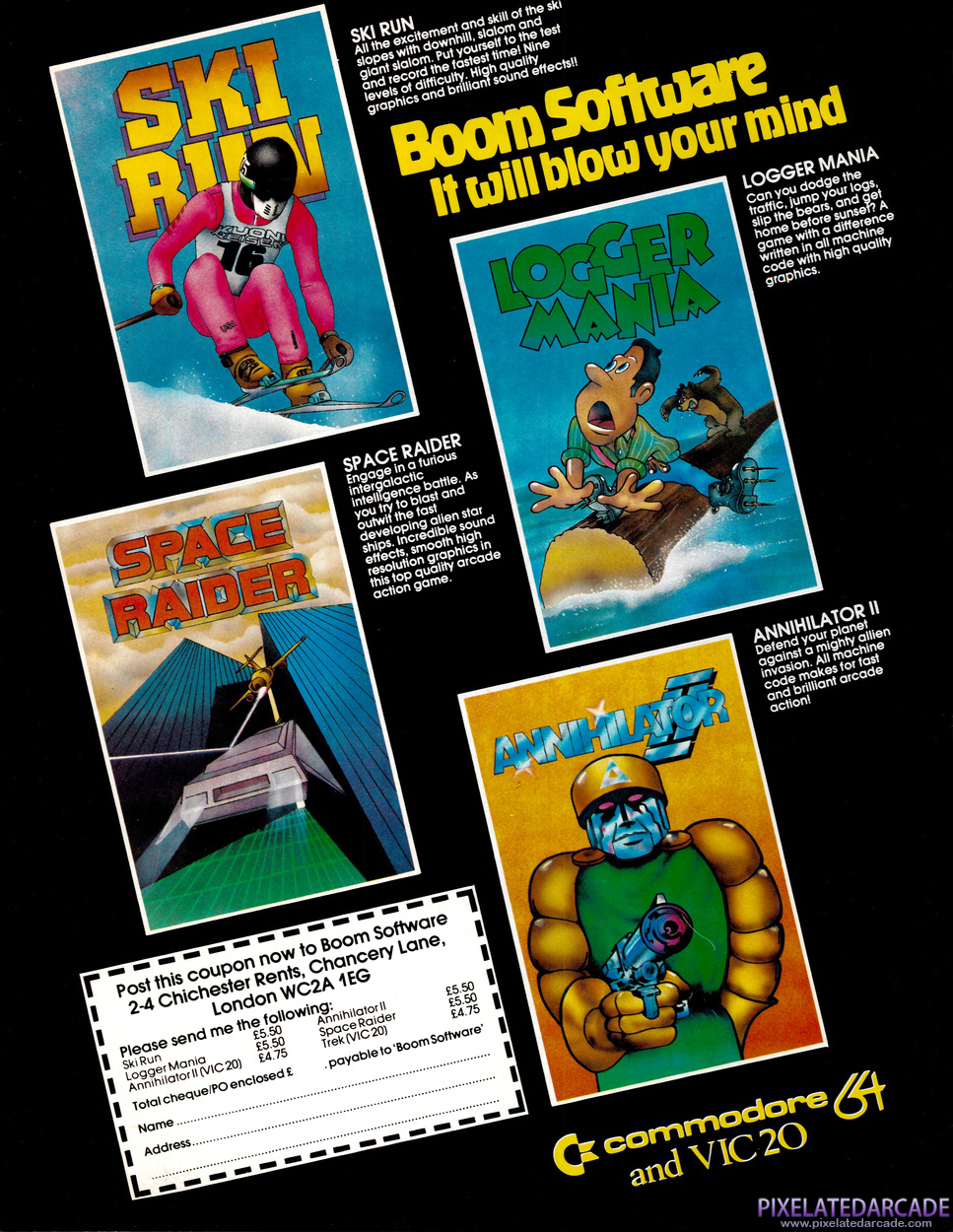 Logger Advertisement: Boom Software August 1983 magazine ad