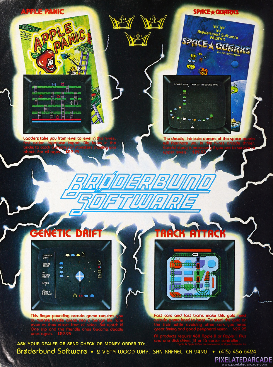 Apple Panic Advertisement: Brøderbund Software, Inc. January 1982 magazine ad