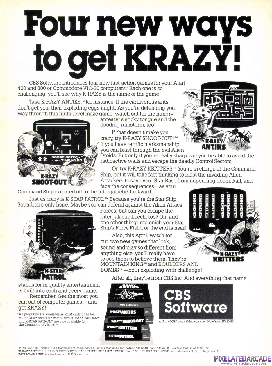 Advertisement: CBS Software April 1983 magazine ad