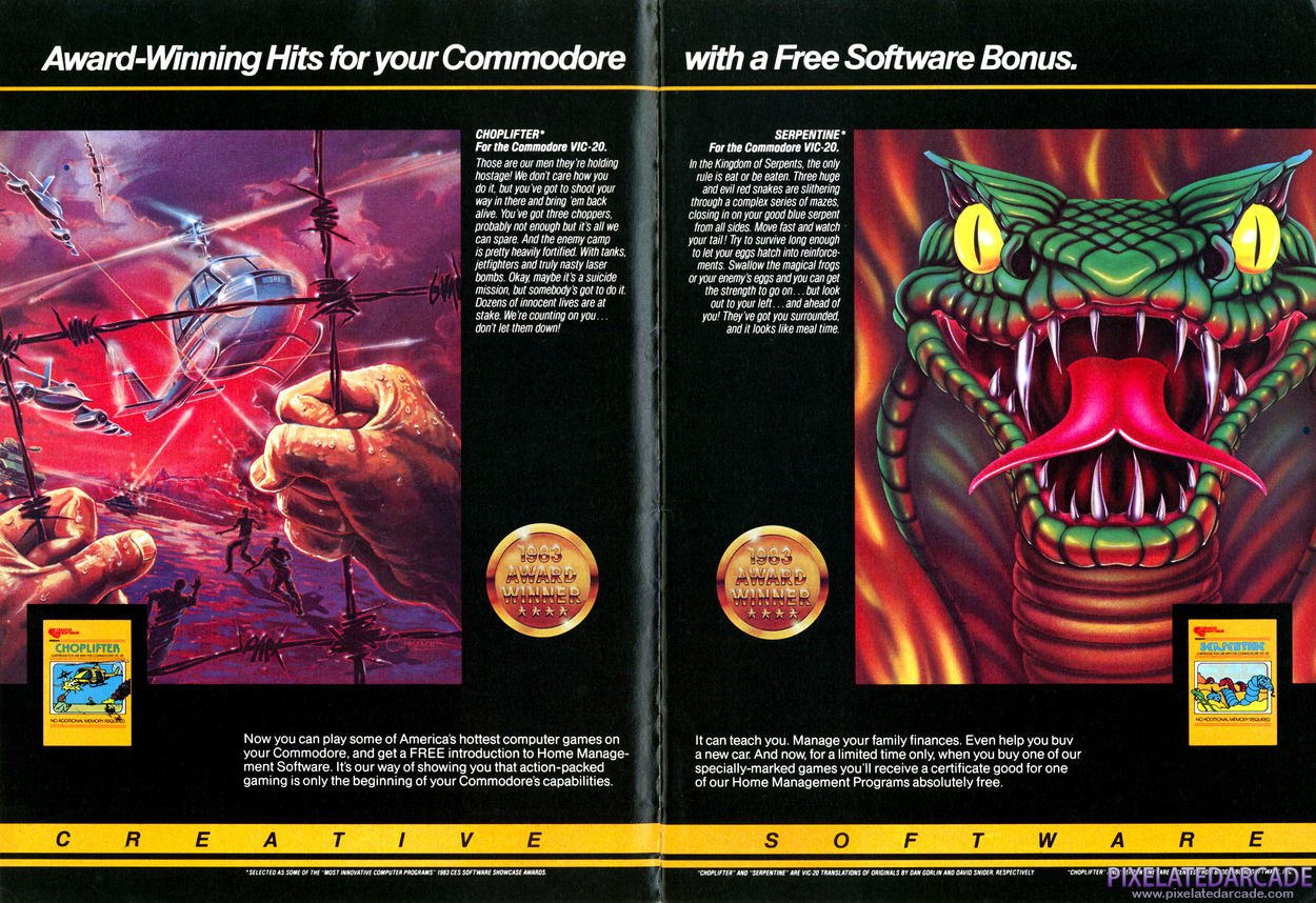 Serpentine Advertisement: Creative Software December 1983 magazine ad