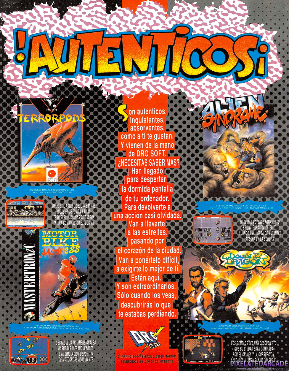 Double Dragon Advertisement: Dro Soft April 1989 magazine ad (Spanish)