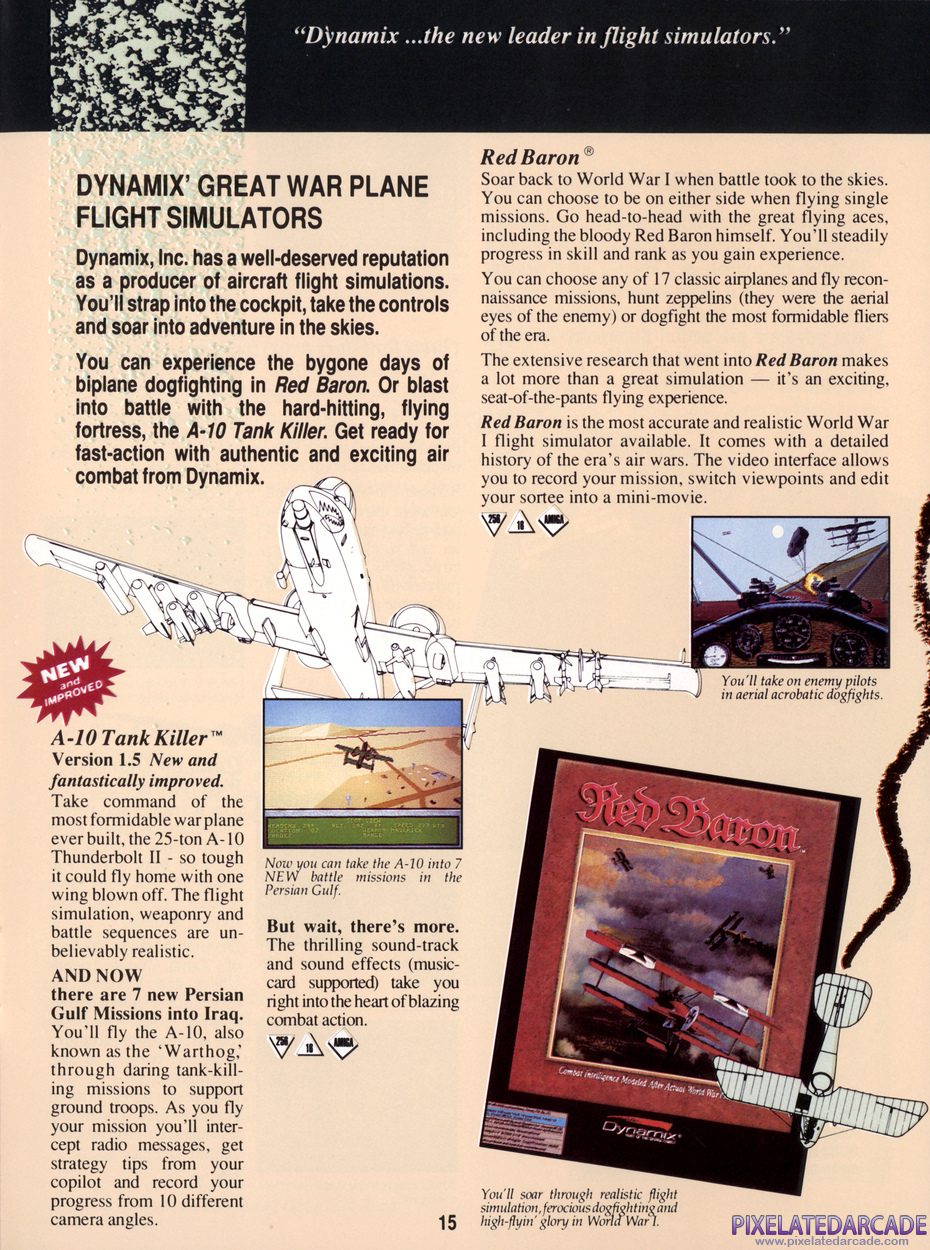A-10 Tank Killer Advertisement: Sierra 1991 product catalog