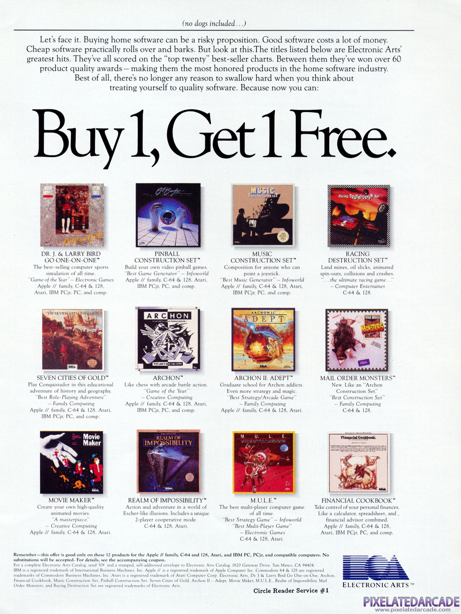 One-on-One Advertisement: Electronic Arts March 1986 magazine ad