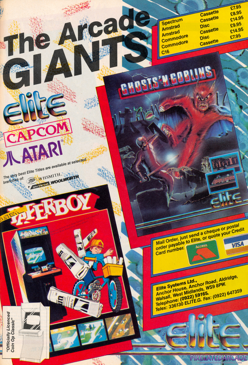 Paperboy Advertisement: Elite October 1986 magazine ad