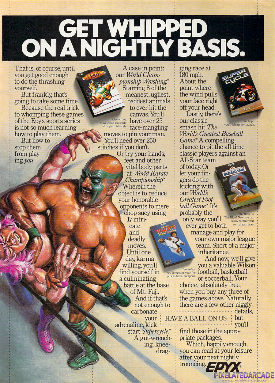 Championship Wrestling Advertisement: Epyx December 1986 magazine ad