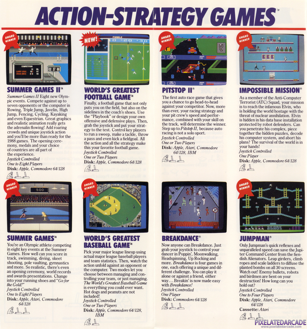 Impossible Mission Advertisement: Epyx Winter 1985 product catalog