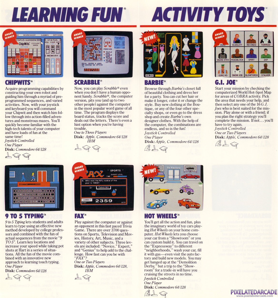 Fax Advertisement: Epyx Winter 1985 product catalog