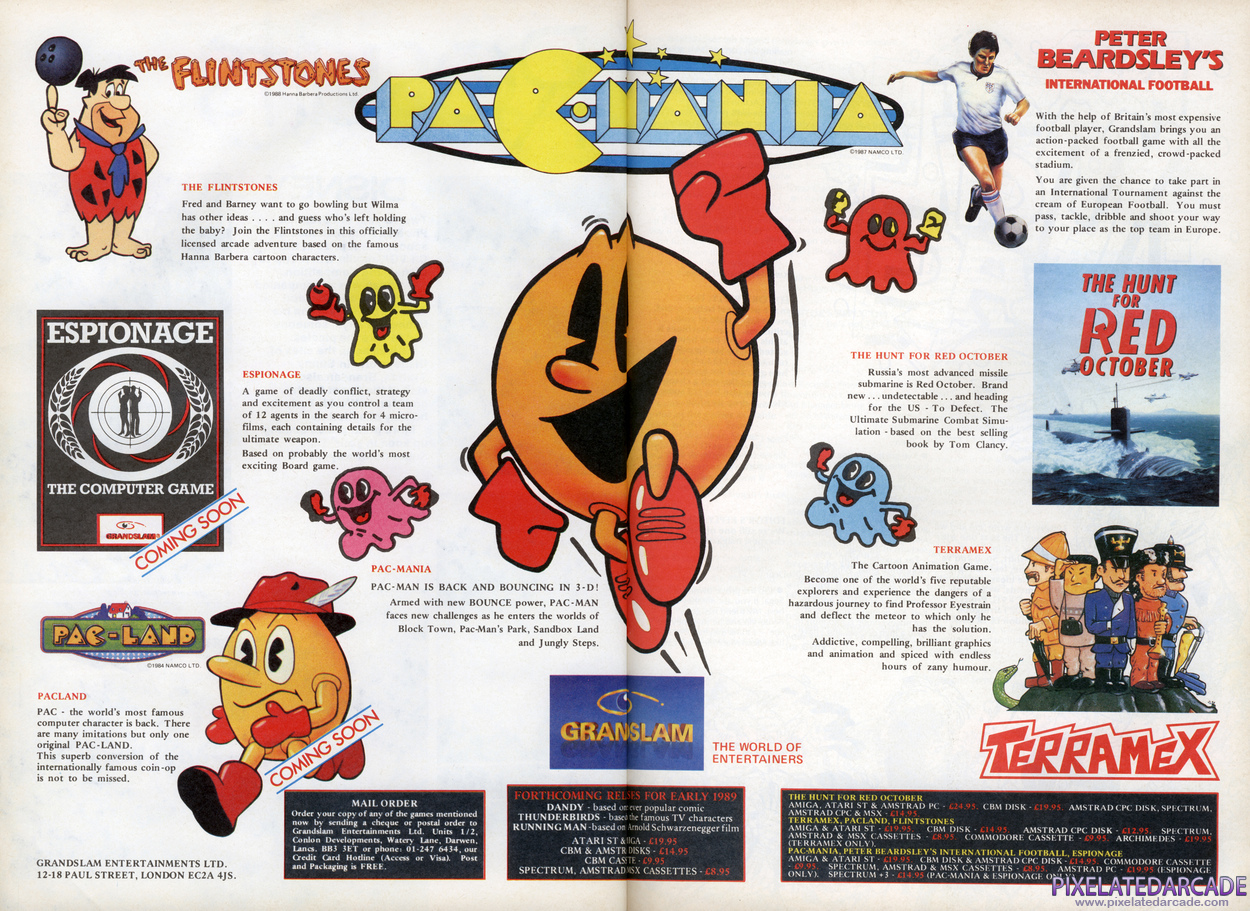 Pac-Mania Advertisement: Grandslam Entertainment January 1989 Magazine Ad