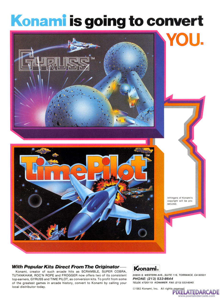 Gyruss Advertisement: Gyruss / Time Pilot conversion kit flyer