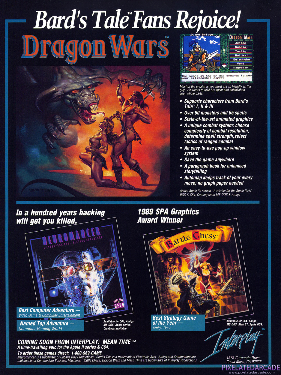Neuromancer Advertisement: Interplay November 1989 magazine ad