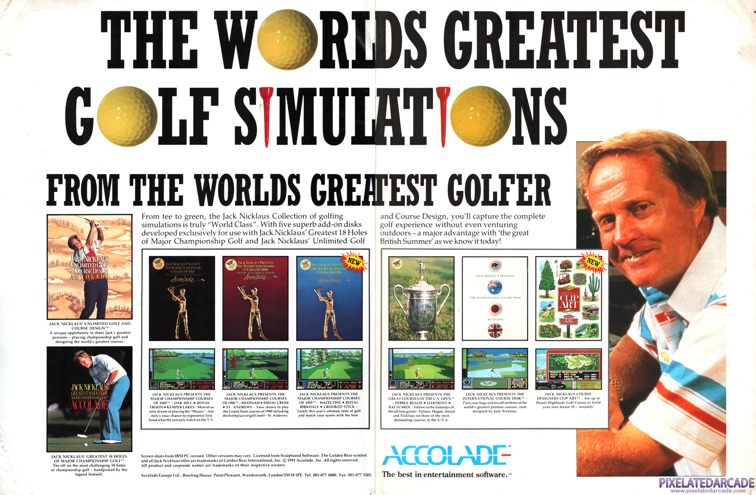 Jack Nicklaus' Greatest 18 Holes of Major Championship Golf Advertisement: October 1991 magazine ad