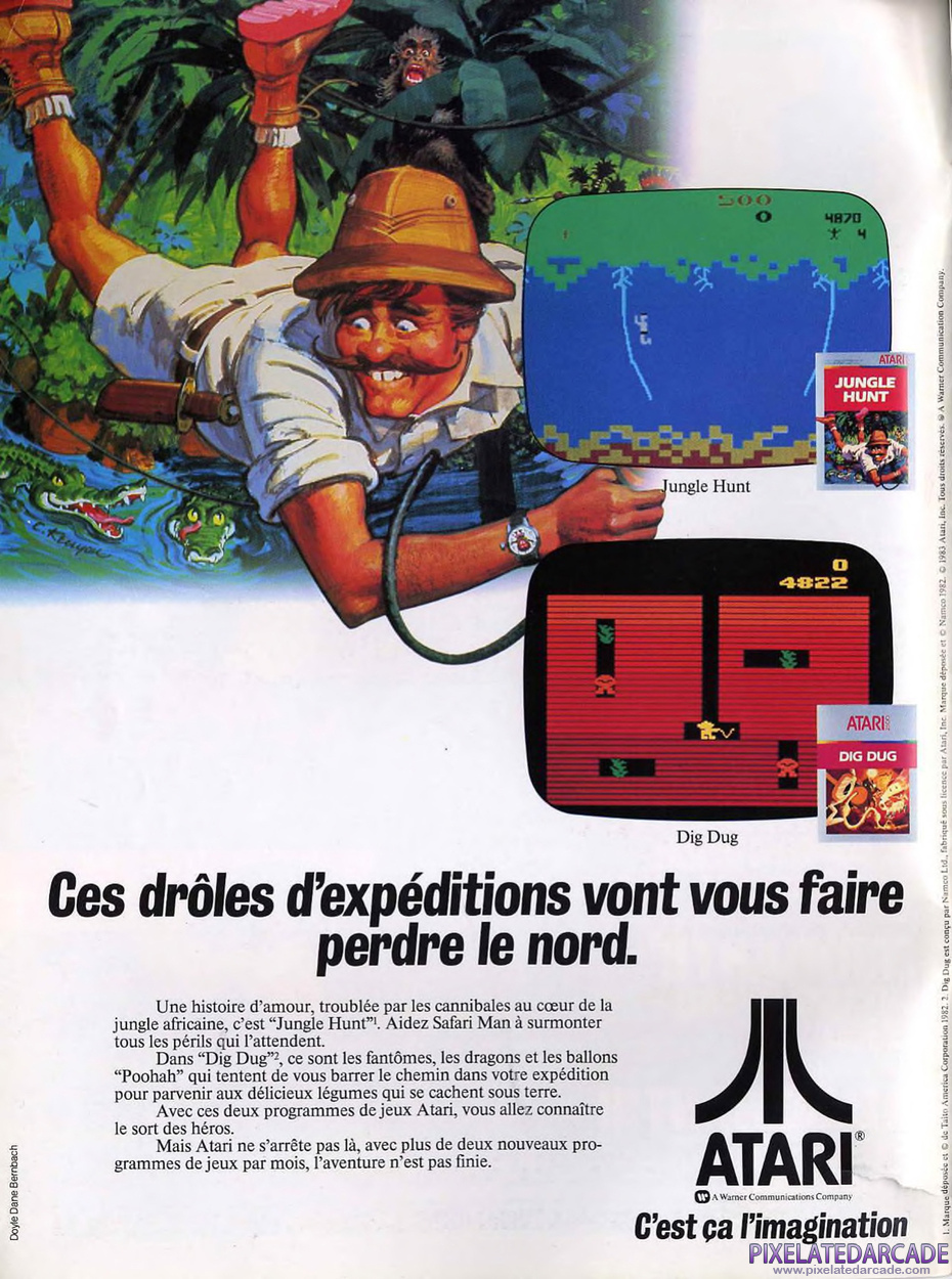 Dig Dug Advertisement: Jungle Hunt/Dig Dug March 1984 Magazine Ad