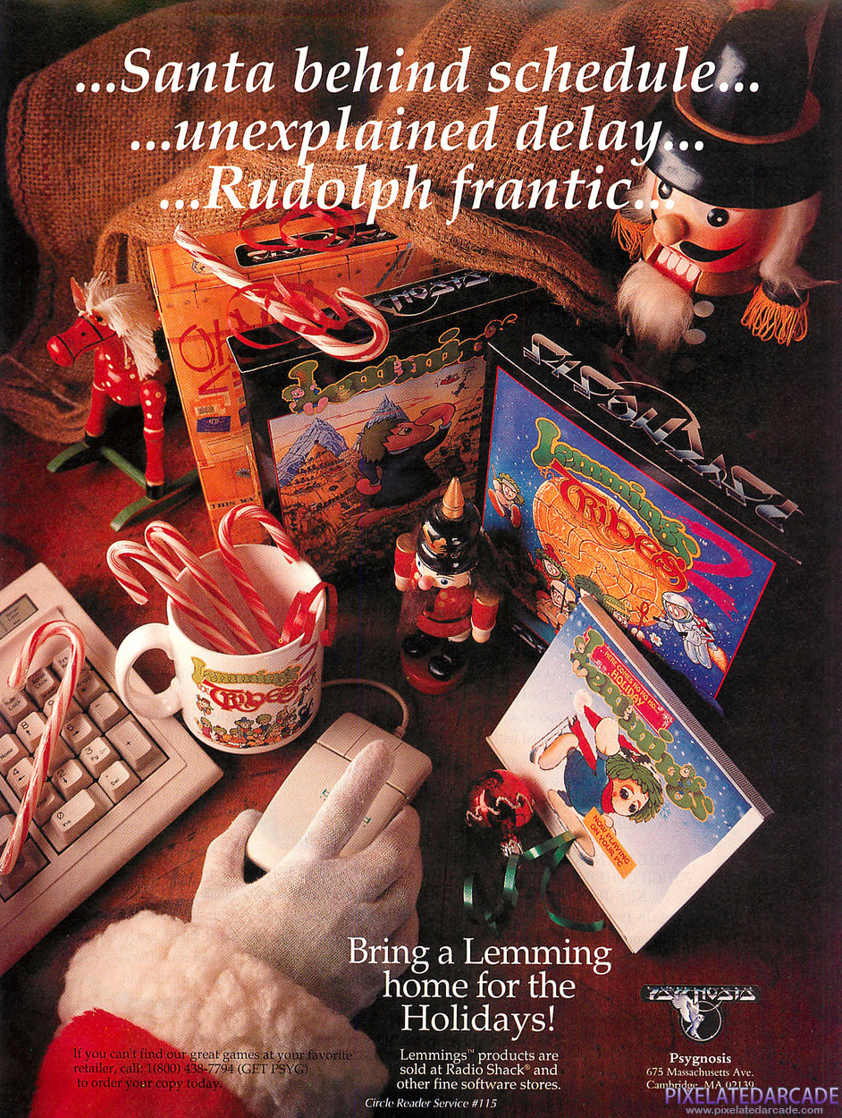 Holiday Lemmings Advertisement: Lemmings Series January 1994 magazine ad
